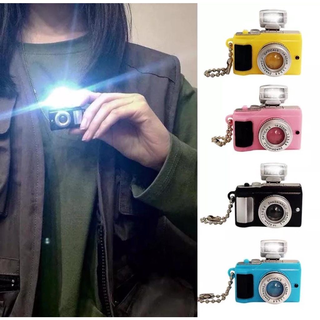 Chaveiro Mini Camera Brinquedo Criativo Realista Luz Som Flash Disparo Foto Retro Profissional Presente no