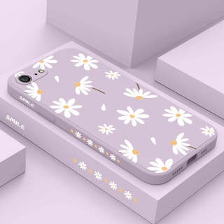 Capa De Celular Para IPhone 8 7 6 6S Plus SE 2020 Margaridas Planas Padrão Lateral De Silicone Líquido