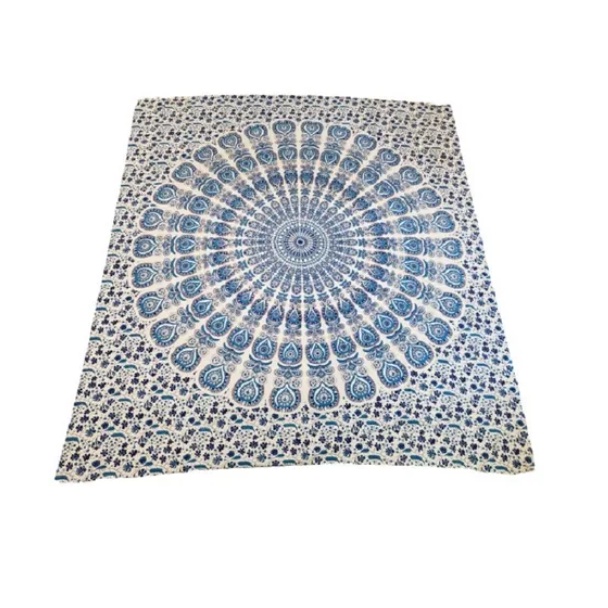 Colcha Casal Mandala Indiana Branca 2,30x2,10 em Oferta na Shopee
