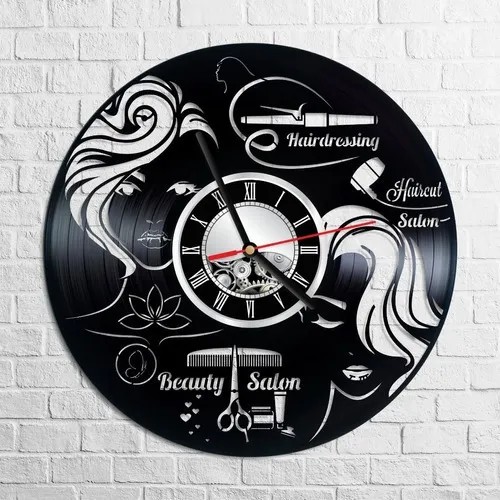 Salão de Beleza 08 - Relógio Disco De Vinil Decoração