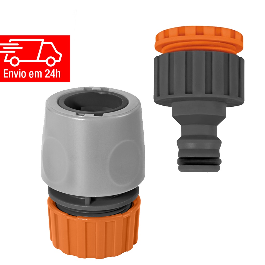 Engate Rápido Mangueira de 1/2 + Adaptador Femea Rosca 3/4 e Redução 1/2 TRAMONTINA