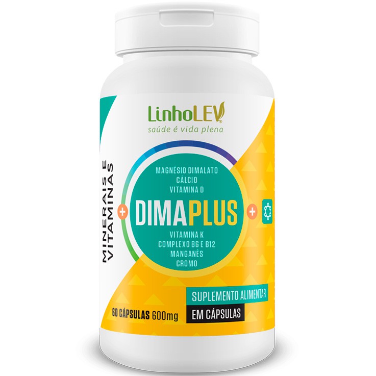 Dimaplus Composto Vitamínico B6 K D  B12 Mineral Cálcio Magnésio Picolinato Cromo Manganês 60 cápsulas