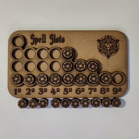 Contador de espaço de magia (Spell Slot) para RPG em MDF