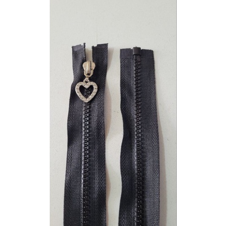 Ziper Trator Jacare 70cm Destacavel Com Puxador Coracao Com Strass Com 5 Unidades