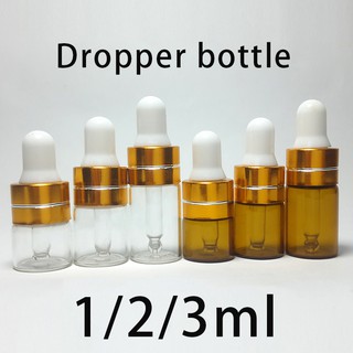 【3pcs】1/2/3 Ml Frasco De Óleo Essencial Conta-Gotas De Vidro Engarrafadores Garrafa Embalagens De Cosméticos Ferramentas Frascos