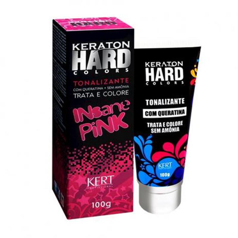 Tinta keraton hard color 100g insane pink Tonalizante Por Deposição, Sem Amônia, Rosa Vibrante E Intenso