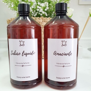 kit 2 unidades de frascos de âmbar dispenser para sabão líquido e amaciante