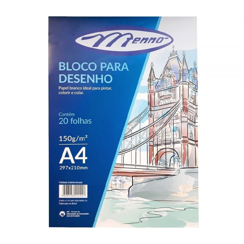 Bloco Desenho A4 150grs C 20fls Branco Menno Shopee Brasil 0038