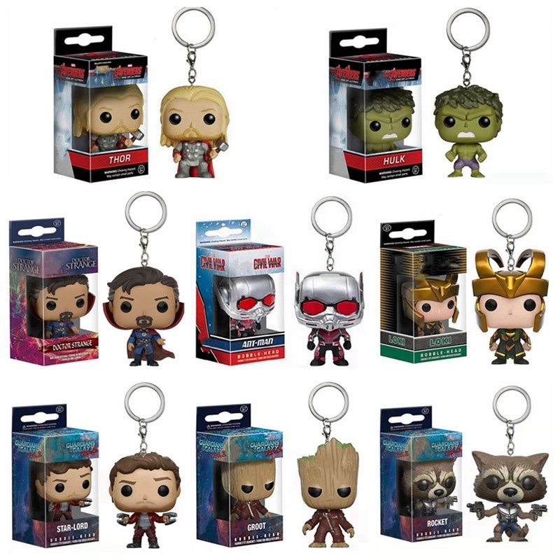 Chaveiros Da Marvel Hulk Loki Thor Star-Lord Guardiões Galáxia Anime Bonecas Figuras De Ação Coleções Presente Para Cria