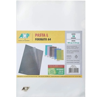 Pasta L A4 Transparente Pacote C/10 Unidades Acp em Oferta na Shopee