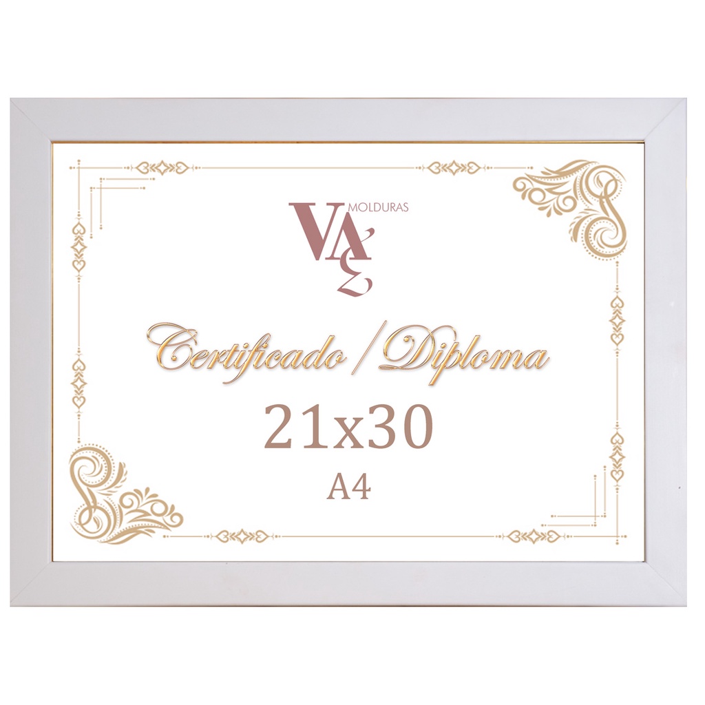 Quadro Moldura Porta Diploma, Certificado, Alvará, Pôster 21x30 Tamanho A4 com Vidro em Oferta na Shopee