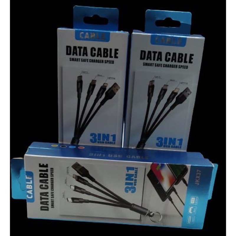 Câble De Charge 3-en-1 Rétractable - 1 Mètre - USB Vers Micro USB, Type C, IPhone