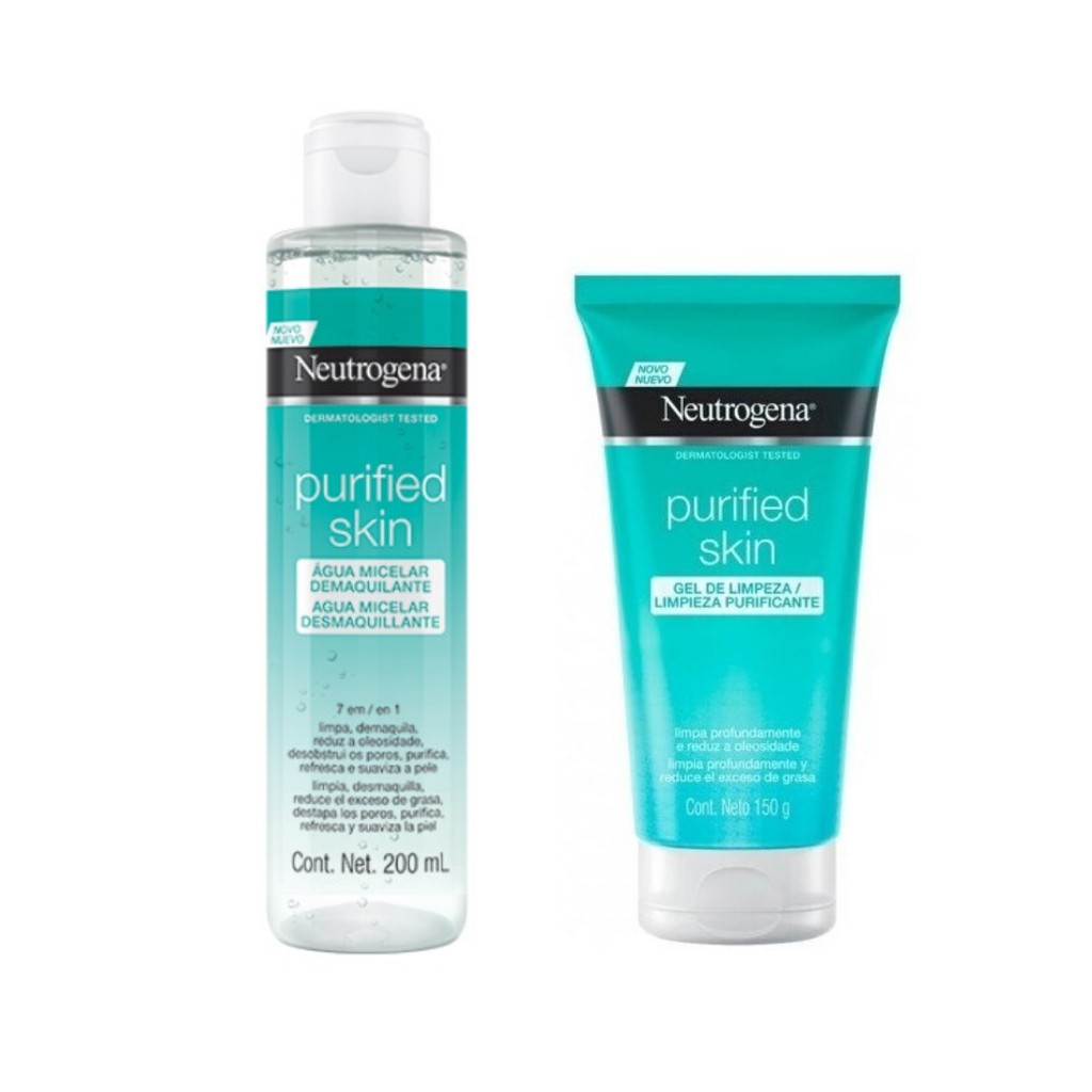 Kit Água Micelar Purified Skin Neutrogena + Sabonete em Gel Facial Purified Skin Pele Oleosa 150g