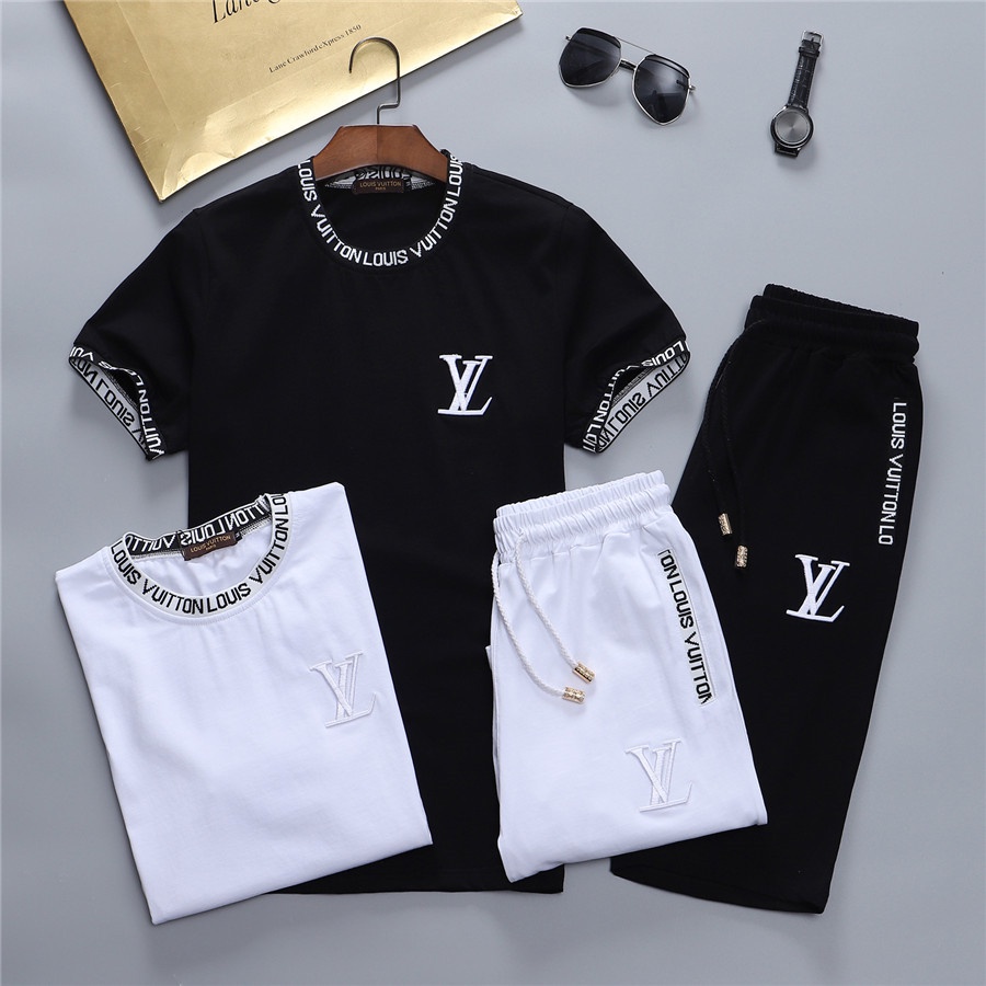 Camiseta Masculina Louis Vuitton Manga Curta Gola Redonda Com Logo