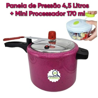 Panela de Pressão Rosa Pink 4,5 litros  + Mini Processador de 170 Ml Aluminio Alegrete (Panelas de Pressao, Panela de Pressão, Panela Pressao, Processador))