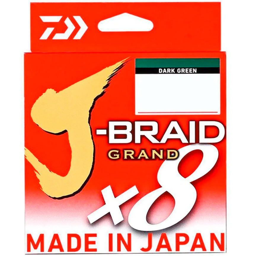 Linha de Pesca Multifilamento J-Braid Grand x8 Daiwa 8 Fios 0,19mm 15lb 135m Dark Green