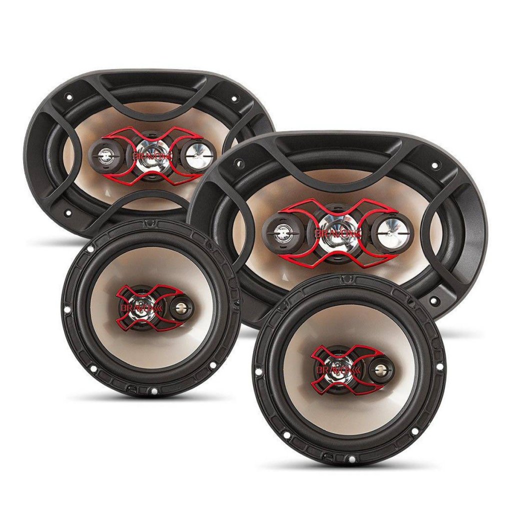 Kit Fácil Alto Falante Bravox 6 Polegadas + Triaxial Quadriaxial 6x9 Kit Bravox