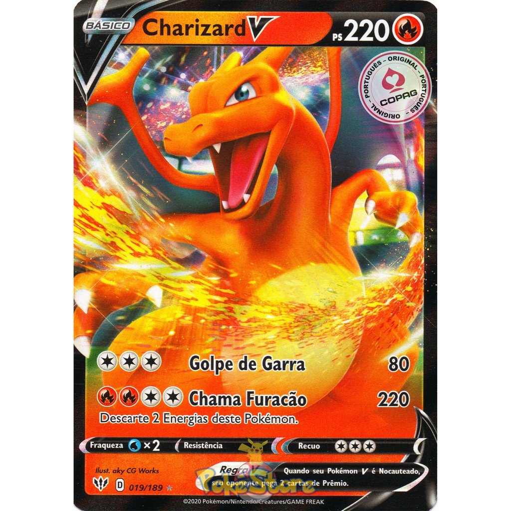 Carta Pokemon Charizard V Português 19/189 Card Original Copag