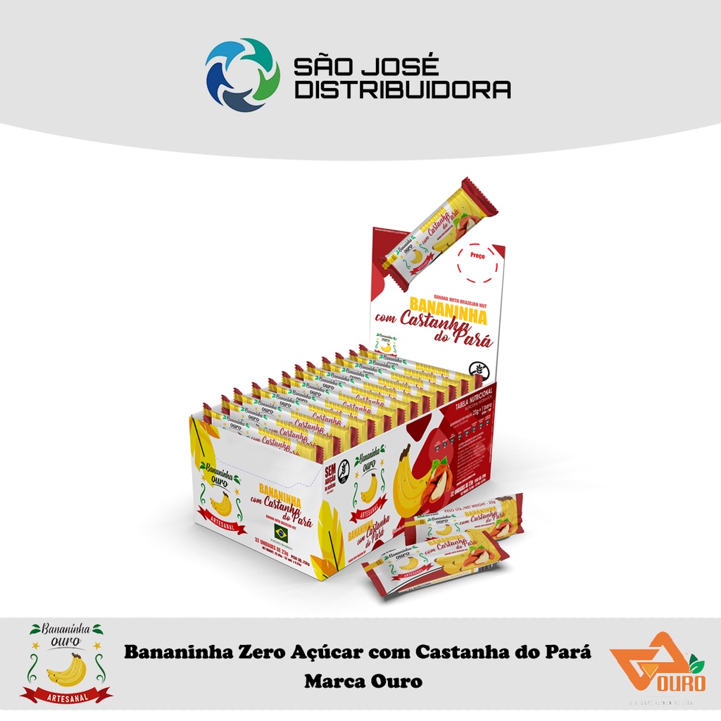 Bananinha Zero Açúcar com Castanha do Pará Marca Ouro