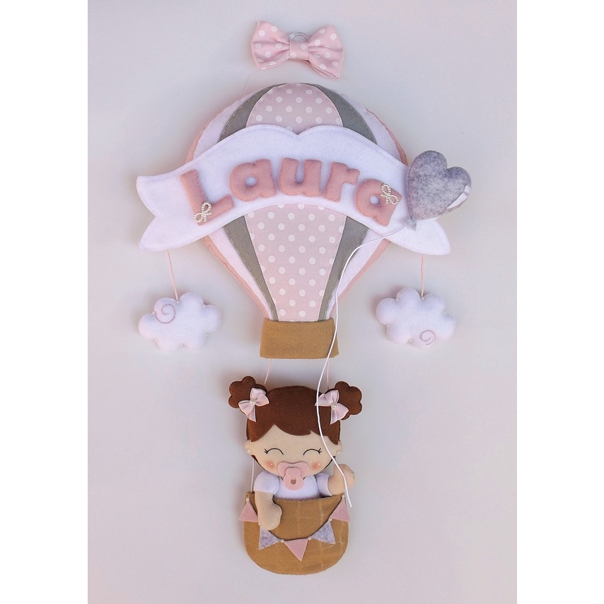 Decoração enfeite guirlanda para porta e quarto do bebê Menina no Balão
