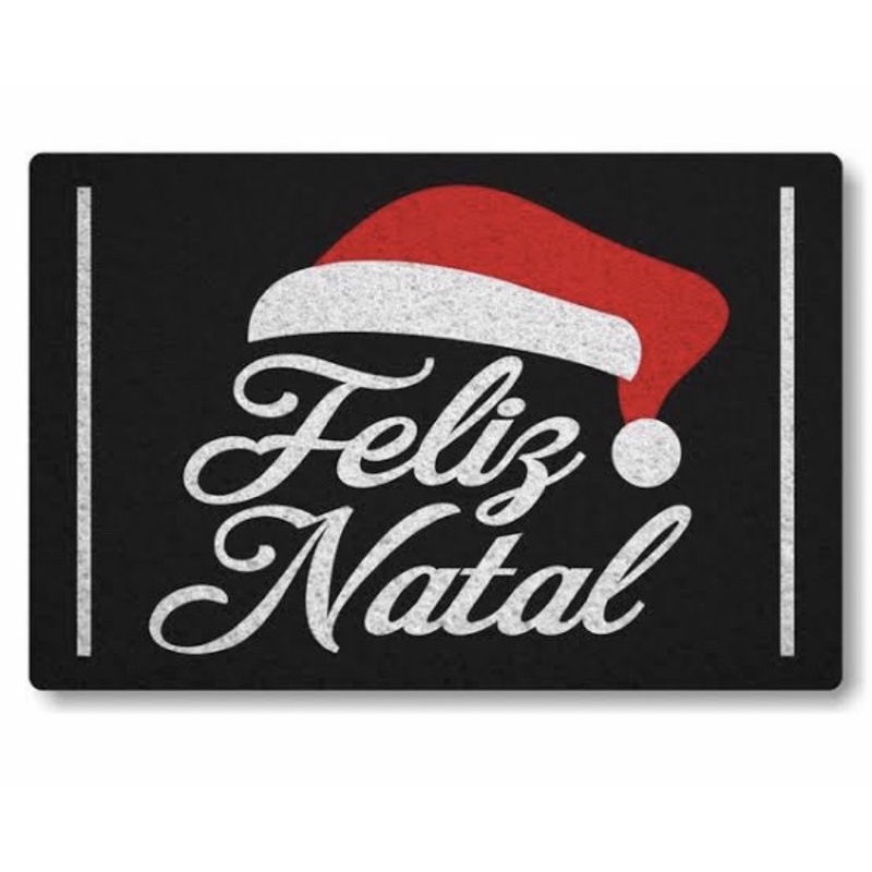 Tapete capacho Feliz Natal./ Fundo preto, decoração de natal. | Shopee  Brasil