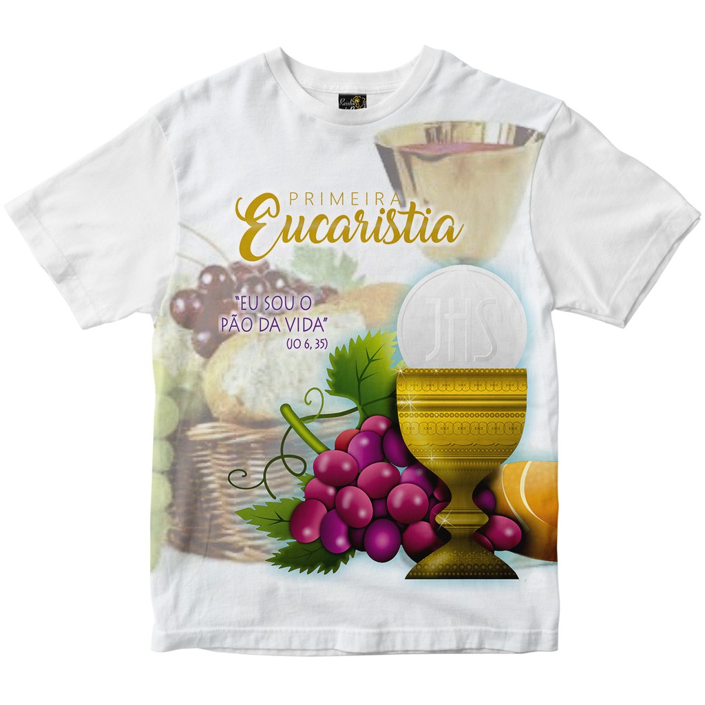 Camiseta Primeira Eucaristia Rainha do Brasil Branca
