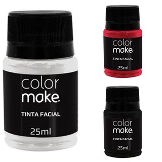 Kit Tinta Liquida Facial Colormake 25ml C/ 3 (branco/preto/vermelho)