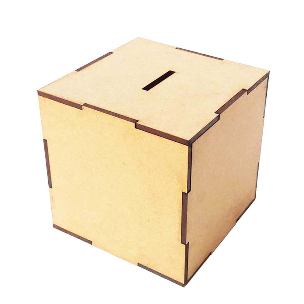 Kit com 3 Cubo cofre mdf cofrinho 15cm porta moeda artesanato decoração