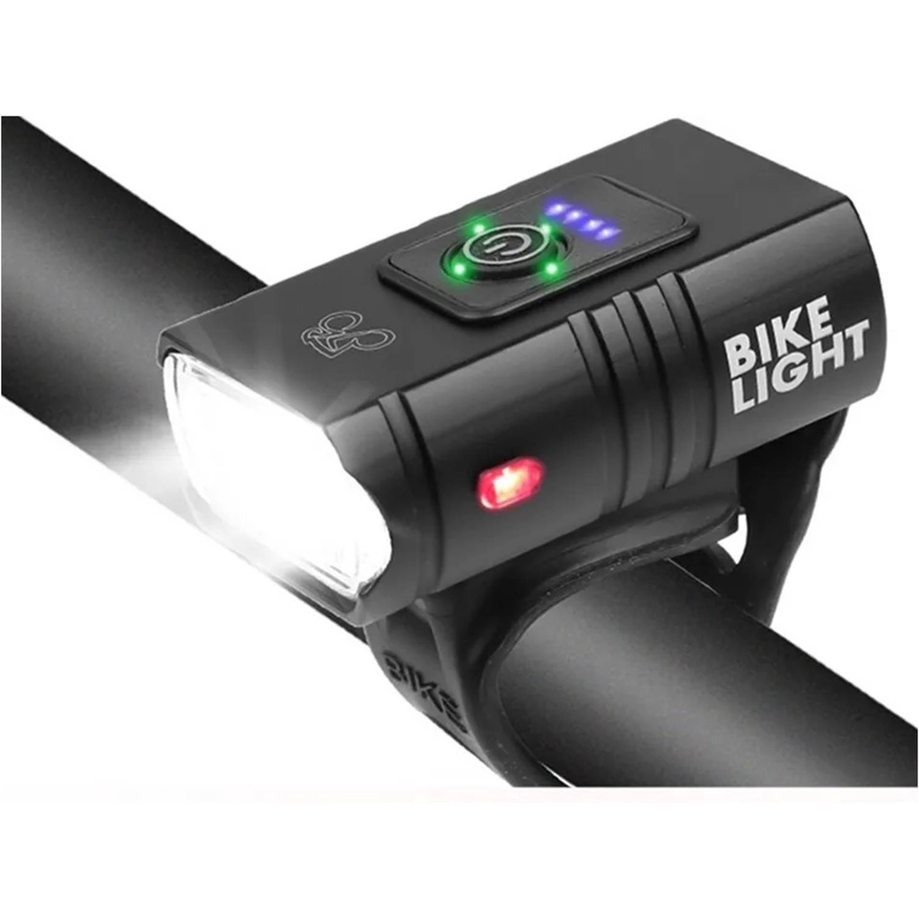 Lanterna Recarregável Farol Bike Bicicleta Usb Led Luzes Com Visor