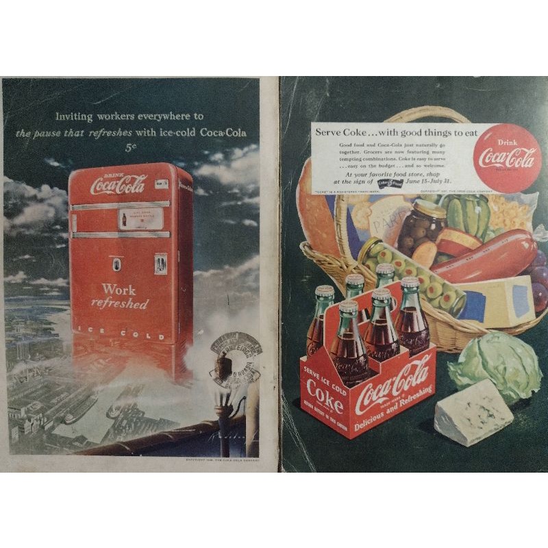 DUAS REVISTAS THE NATIONAL GEOGRAPHIC MAGAZINE FEVEREIRO 1949 JUNHO 1951 COM PROPAGANDA RARÍSSIMAS E ORIGINAIS DA COCA-COLA