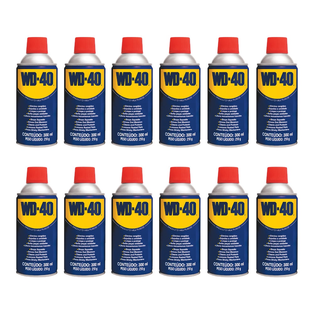 Kit 12 Lubrificantes WD-40 Spray 300ml