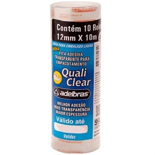 Fita Adesiva Transparente para Empacotamento leve 12mmx10m Quali Clear Contém 10 Rolos Adelbras em Oferta na Shopee