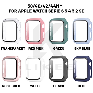 Case Capa Fechado Com Vidro Temperado Fosco Compatível Com Apple Watch Serie 6 5 4 3 2 Se 38 40 42 44 mm