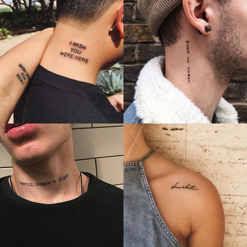56pcs Adesivos De Tatuagem Inglês À Prova D 'Água Masculino E Mulheres