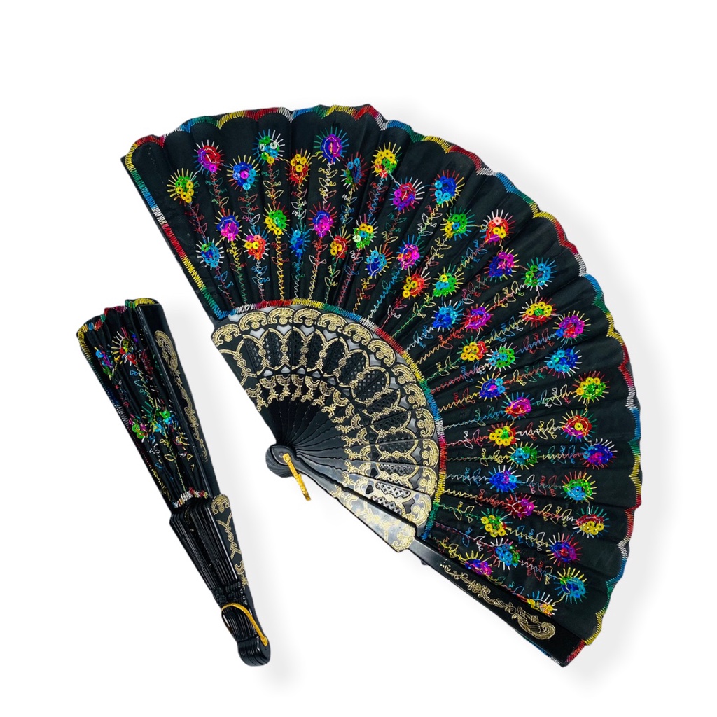 Leque Pomba Gira Cigana Paetê Luxo Cores Candomblé Umbanda