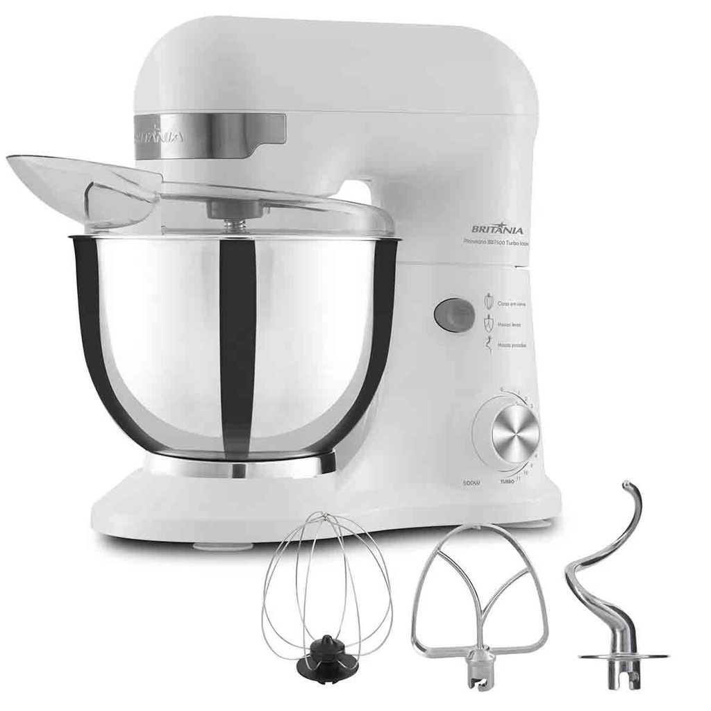 Batedeira Planetária Britânia BBT500B Inox11 velocidades 127v