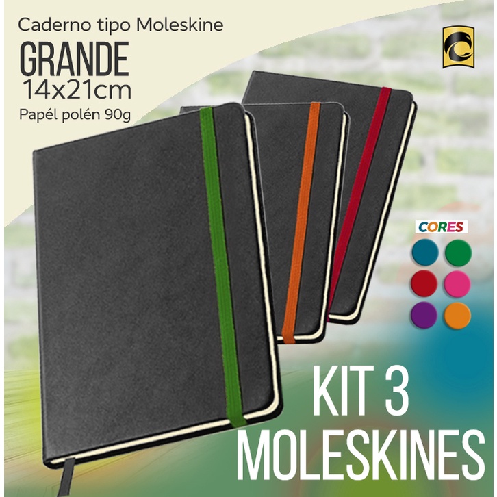 KIT 3 GRANDE Tipo Moleskine 14x21cm Shopee Brasil