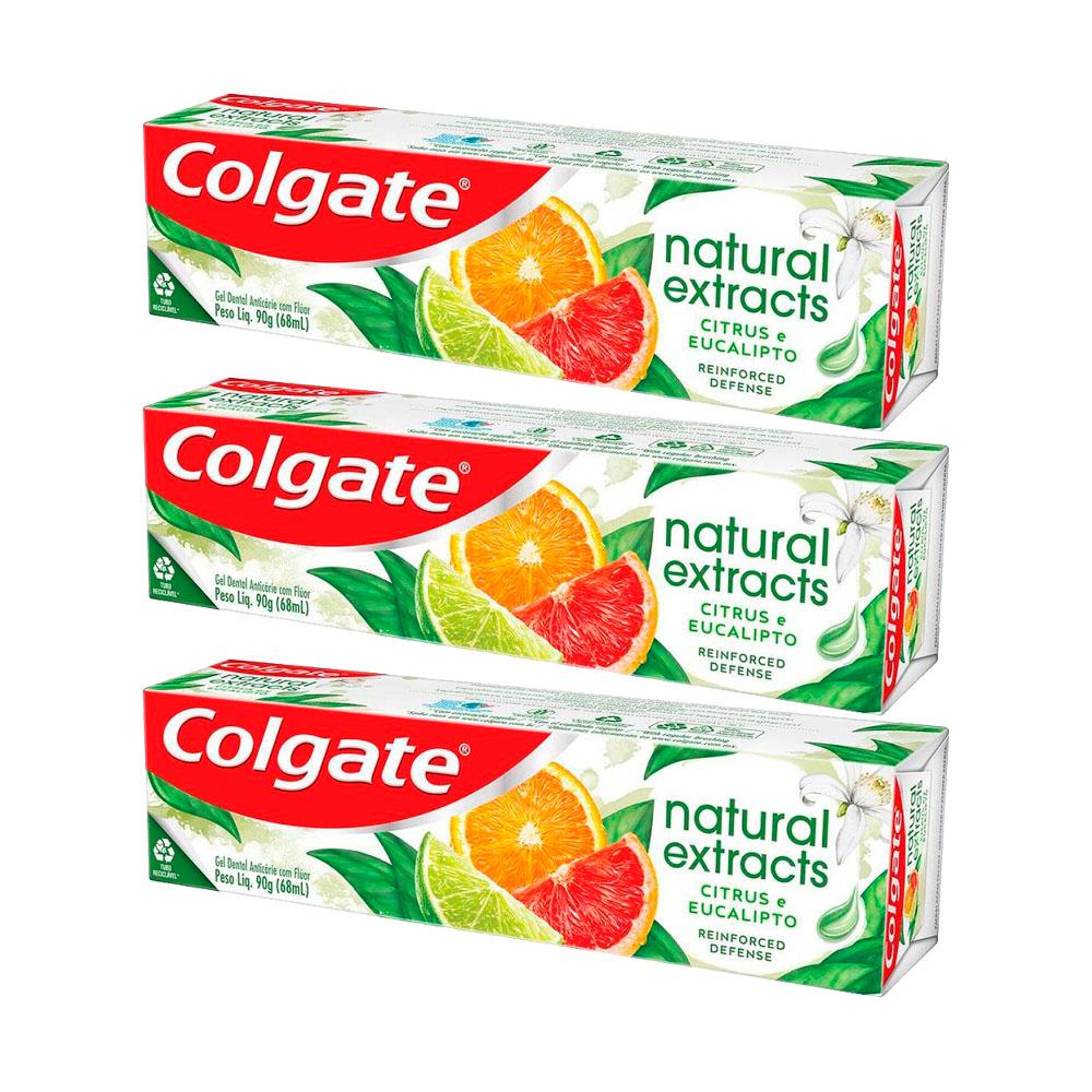 Kit 3 Pasta De Dentes Colgate Natural Extracts Reinforced Defense 90g em Oferta na Shopee