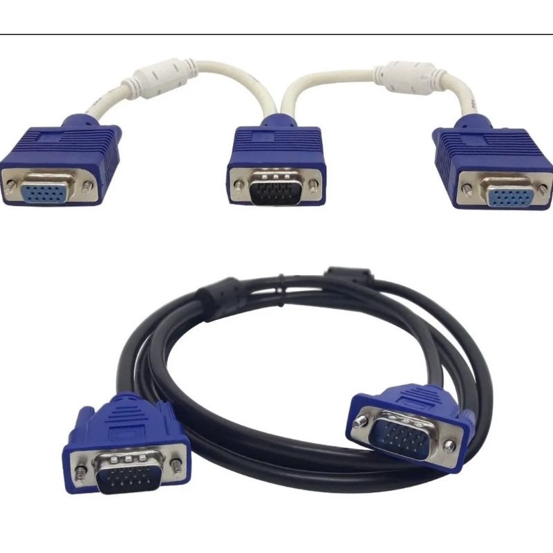 Cabo Y 1 Vga(macho) X 2 Vga(fêmea) + Cabo Vga De 3 Metros