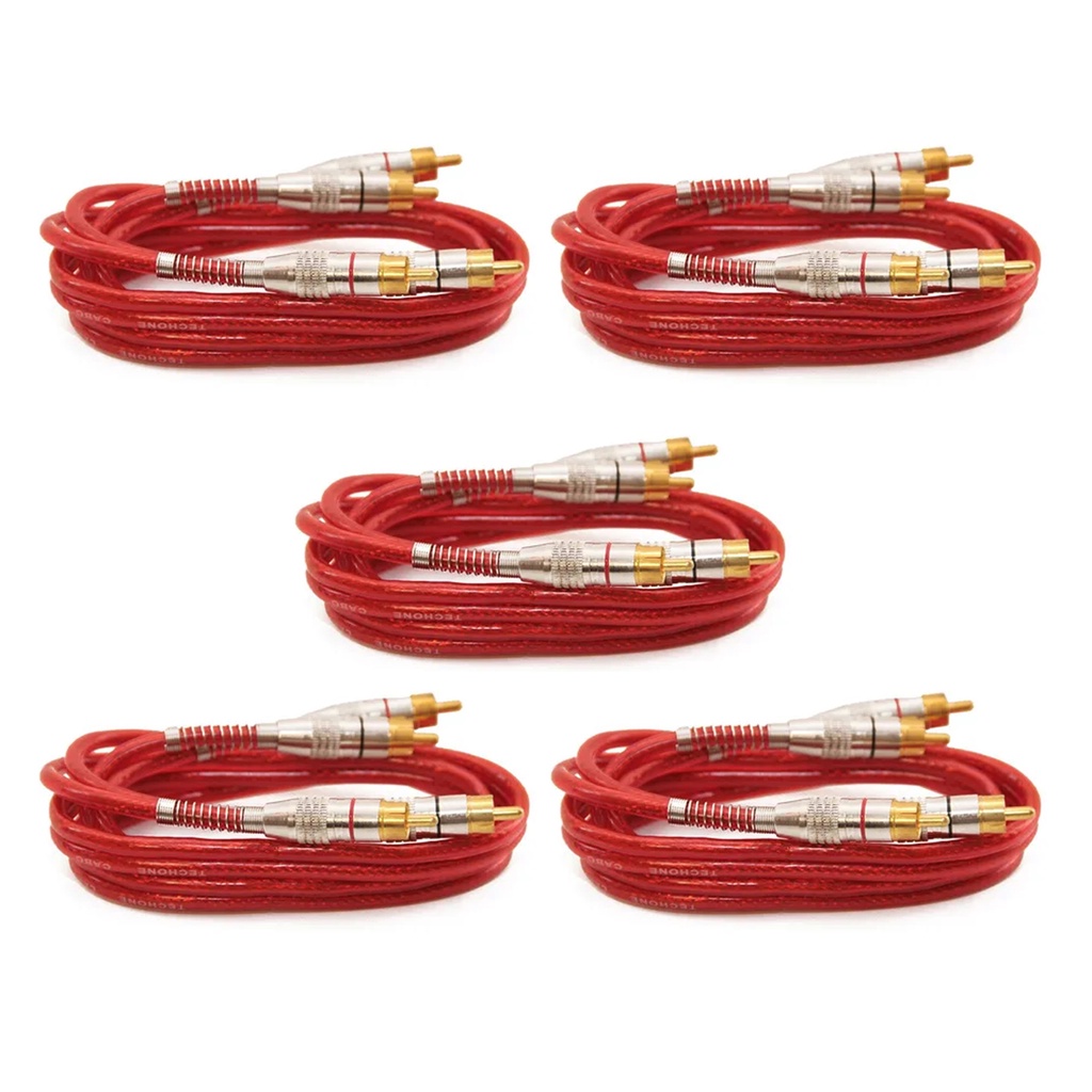 Kit Cabos Rca Som Automotivo 5 Cabos De 1 Metro em Oferta na Shopee