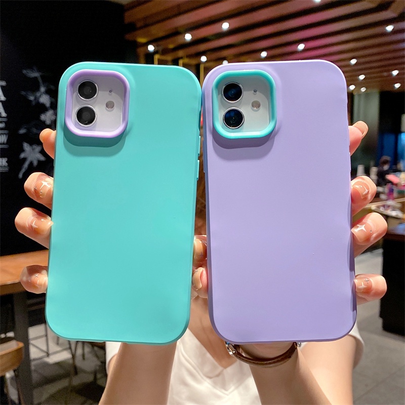 3 Em 1 Silicone Colorido Case Capinha Capa Para Iphone 11 12 13 Pro Max X Xs Xr 7 8 Plus SE 2020