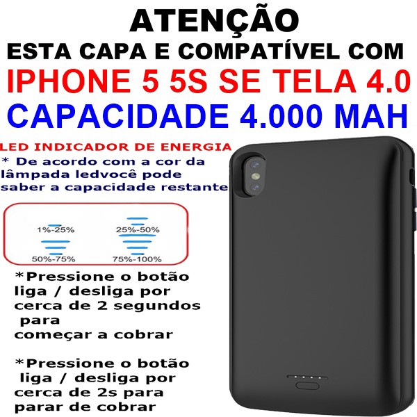 Skylight Ruckus Birthplace Capa Case Capinha Iphone 5 5s Se Carregador Com Bateria Recarregável Power  Bank 4.000 Mah | Shopee Brasil