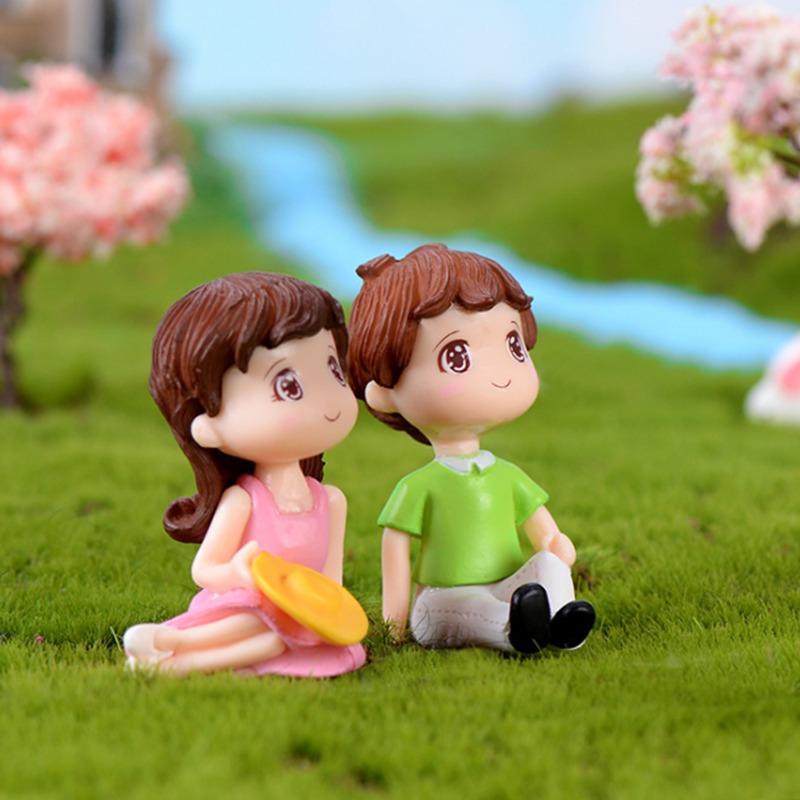 2 Pçs / Set Miniatura Casa De Bonecas Gramado Casal Fada Jardim Bonsai Diy Decorações
