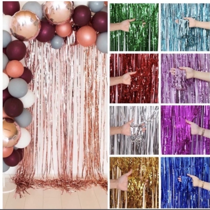 KIT Cortina Metalizado para Festa 1mx2m painel decoração fita metalizada OFF - Home & Living