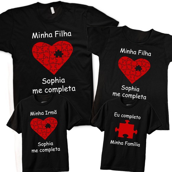 Kit Familia me completa - Tal Pai Tal Mãe Tal Filho Tal Filha 5 peças