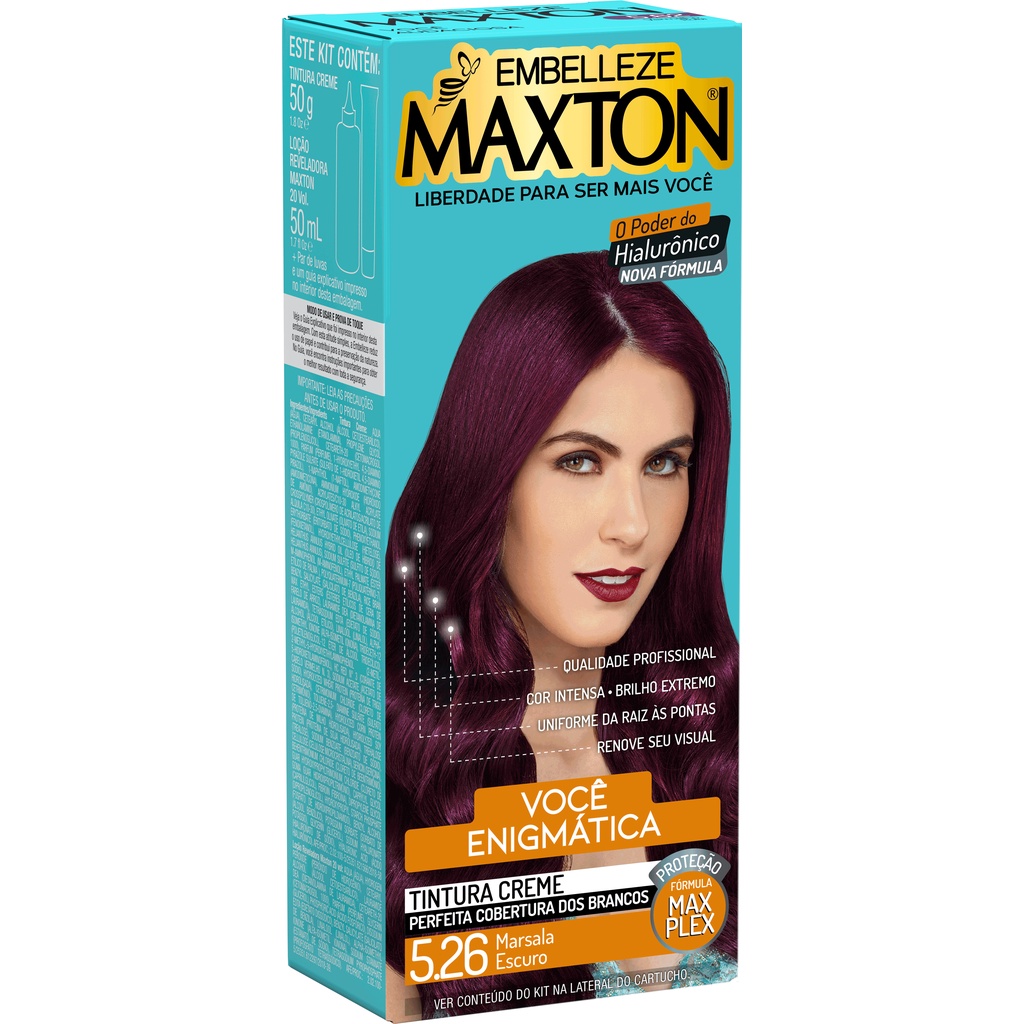 Tinta de Cabelo Maxton Você Mais Enigmática Marsala Escuro 5.26 em Oferta na Shopee