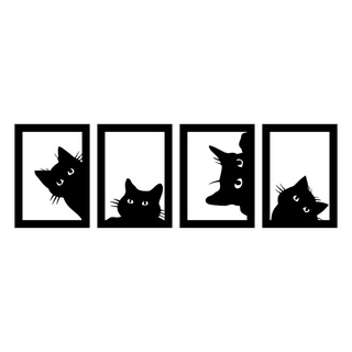Kit 4 Quadro Gatos Vazados Decorativo Enfeite De Quadros