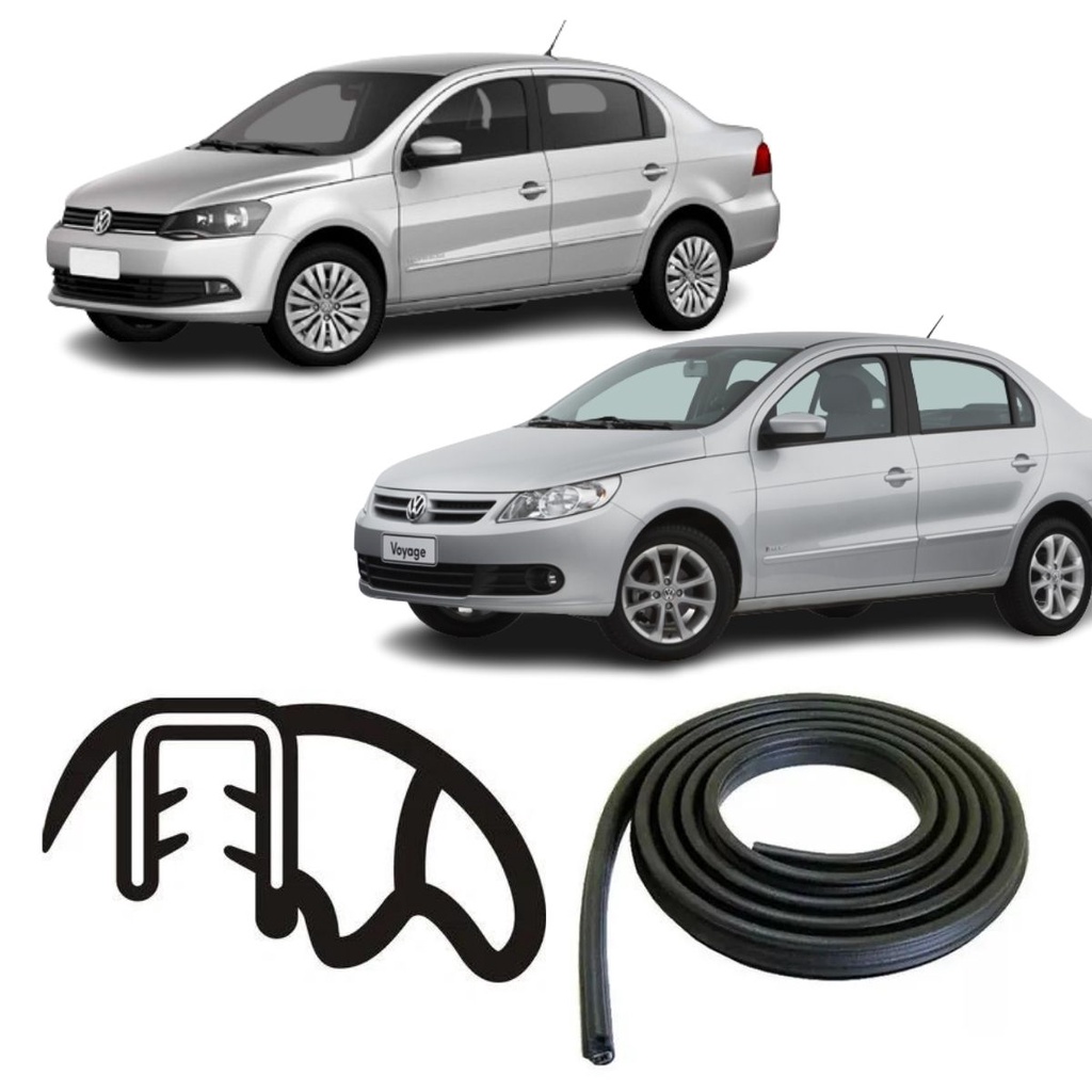 Borracha De Porta Traseira Preta Estriada Vw Voyage 08/21 em Oferta na Shopee