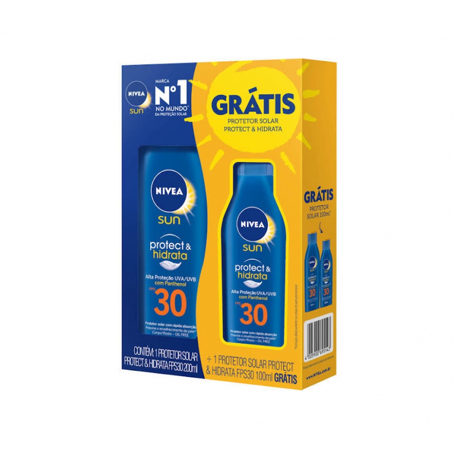 Kit Protetor Solar Corporal Nivea Sun Protect & Hidrata FPS 30 200ml + 100ml
