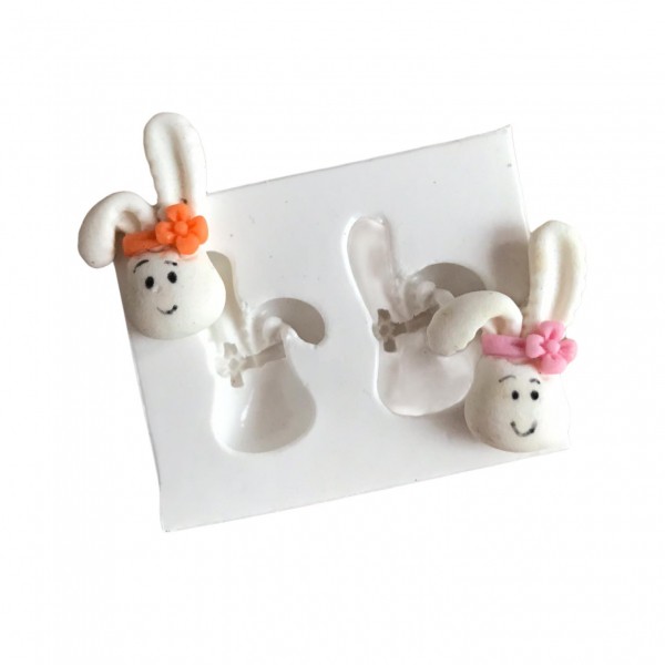 Molde De Silicone Carinha Mini Coelhinhas Molde Para Confeitaria Molde Para Biscuit 1158
